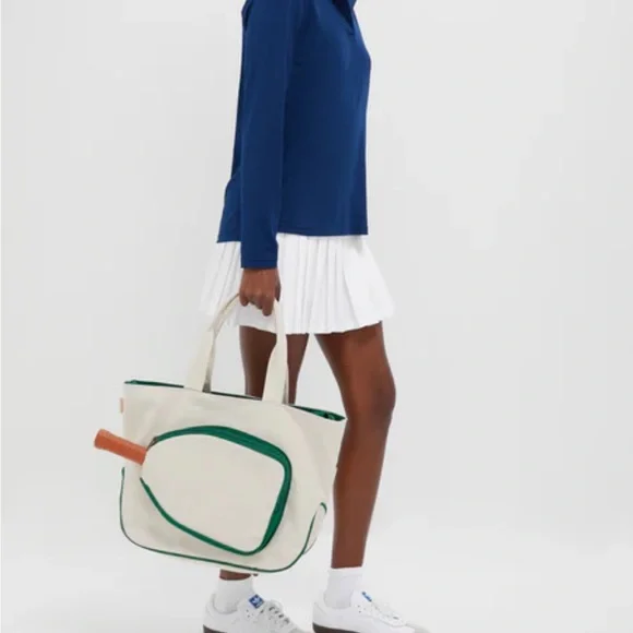 Tuckernuck Cream Canvas Tote with Green Trim for Pickleball. NWOT - Picture 4 of 7
